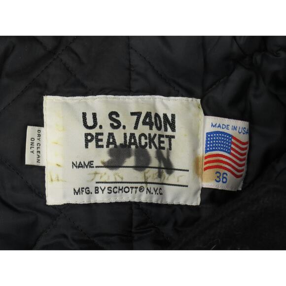 Schott NYC 740N USN Military Blue USA Made Pea Coat Peacoat Jacket S - Picture 6 of 7